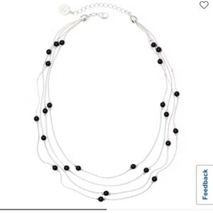 Liz Claiborne Black beaded silver color necklace